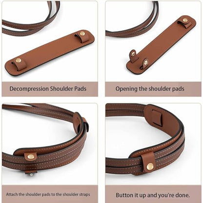 Vachetta Leather Shoulder Pad Soothing Shoulder Pad for Cossbody Bag Straps - color: Brown Strap Pad