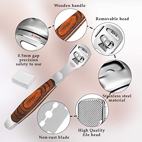 Callus Shaver, Foot Shaver Callus Remover for Feet Hand Care with Foot File, 10pcs Blades, Foot File Head and Dead Skin Storage Cover (15Pcs in Total)