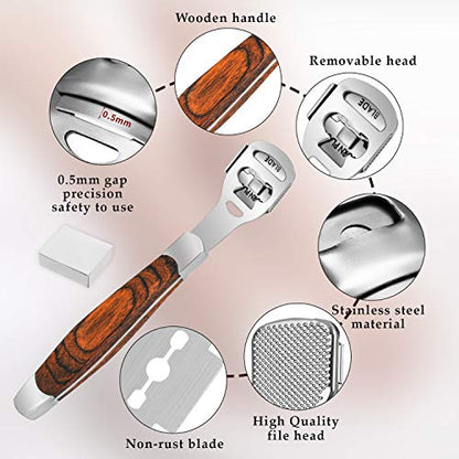 Callus Shaver, Foot Shaver Callus Remover for Feet Hand Care with Foot File, 10pcs Blades, Foot File Head and Dead Skin Storage Cover (15Pcs in Total)