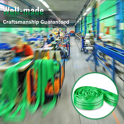 Fabbay 4 Pcs 6.6 Feet Heavy Duty Polyester Endless Loop Round Lift Slings Lifting Straps for Hoist Towing Moving Furniture Rigging Equipment, 5300 lb Vertical 4200 lb Choker 10600 Lbs Basket(Green) - color: Green, size: 6.6 Feet
