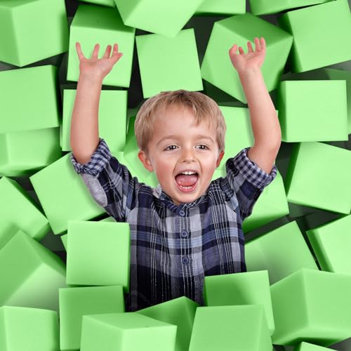 Foam Pit Cubes, 24 PCS 5 Inches Gymnastics Foam Blocks Trampoline Blocks, Multi-Sport Protective Padding for Freerunning, Trampoline, Parkour, Skate Parks & BMX - Green.. - color: Green, size: 24-PACK