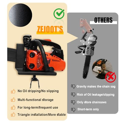 Universal Chainsaw Wall Mount Holder – Heavy Duty Steel Rack for Stihl & Most Chainsaws, 𝟏𝟓𝟎𝐋𝐁𝐒 Capacity, Multi-Functional Garage & Workshop Organizer by Zejoot