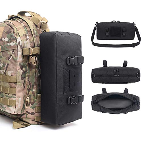 ACEXIER Outdoor Climbing Bags Waterproof Tactical Accessories Shoulder Bag 600D Nylon Molle Camping Pack Hiking Waist Bag - color: Black