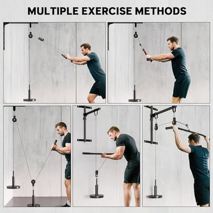 Soozier Weight Cable Pulley System Gym, Pulley System for Home Gym, Cable Machine Power Rack Pulley Attachment for LAT Pull Down, Biceps Curl, Tricep Workout, Red