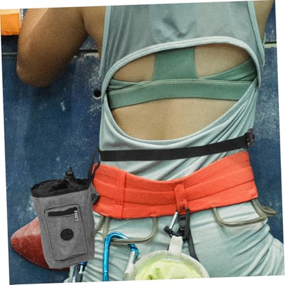 Holibanna Slip Climbing Chalk Bag with Zippered Pocket Lightweight Oxford Cloth Chalk Pouch for Bouldering Mountaineering Fitness Training Portable Gray Waist Pack for Outdoor Sport