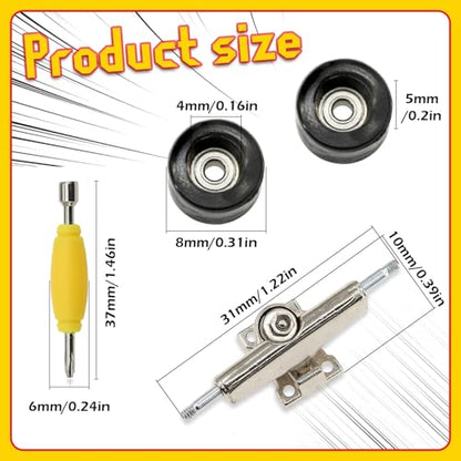 7 Pieces POM Black Fingerboard-Wheels Size 7.3mm*4.5mm Tool Set with 1 Screwdrivers 2 Alloy axles - color: Black