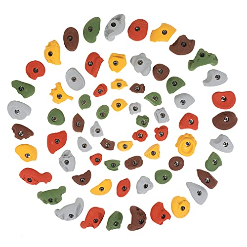 Atomik Rock Climbing Holds Set of 68 Bolt-On Budget Friendly Holds in Assorted Earth Tones