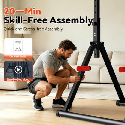 DOBESTS Power Tower Pull Up Bar Free Standing, Foldable Pull Up Station - color: Black Style 1 - Multifunction Bar