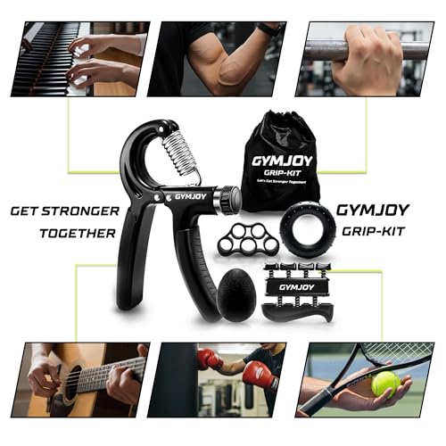 Grip-Kit 5 in 1 Hand Grip Strengthener Set Adjustable Forearm Exerciser, Resistance, Stress Ball, Therapy Equipment for Strength Training, Rehab, Flexibility Recovery Rock Climbing, Weightlifting, Wrist Power Workout