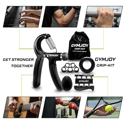 Grip-Kit 5 in 1 Hand Grip Strengthener Set Adjustable Forearm Exerciser, Resistance, Stress Ball, Therapy Equipment for Strength Training, Rehab, Flexibility Recovery Rock Climbing, Weightlifting, Wrist Power Workout
