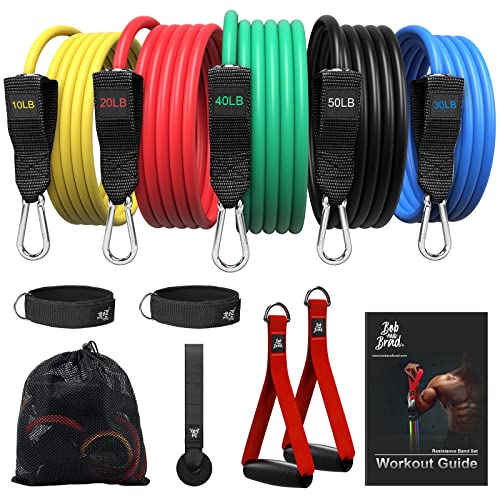 BOB AND BRAD Resistance Bands Set, Stackable Up to 125-150 lbs Workout Bands with Handles, Door Anchor & Ankle Straps - Heavy Duty Exercise Bands for Strength Training, Home Gym Fitness - color: 150 lbs