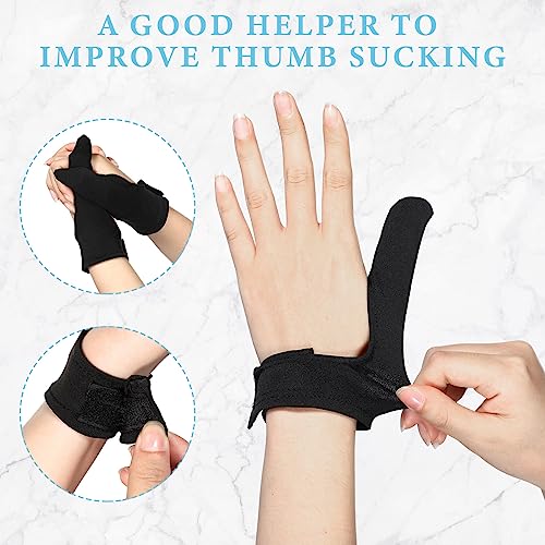 Ramede 2 Pairs Adult Thumb Guard Habit Stop Thumb Sucking Black and Grey Finger Guard Glove for Helping Stop Hair Pulling and Skin Picking
