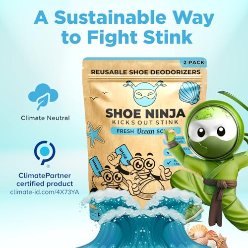 Shoe Ninja Shoe Deodorizer - Shoe Odor Elimination with Activated Charcoal, Versatile and Reusable Shoe Smell Remover, Boxing Glove Deodorizer, and Shoe Freshener, Great for Sports - 1 Pack Count of 2 - size: 1 Count (Pack of 2)