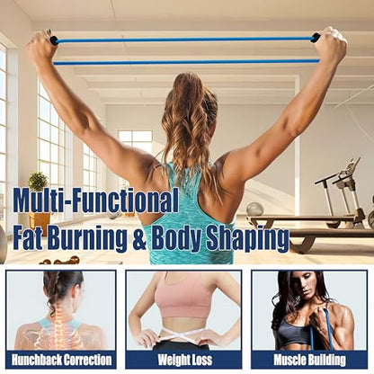 [2 Pack] Resistance Bands for Fitness with Soft Handles, Skin-Friendly Natural Latex Elastic Loop,10-12 Pound Tension, Long and Short Stretch, Fitness Exercise and Workout for Men and Women