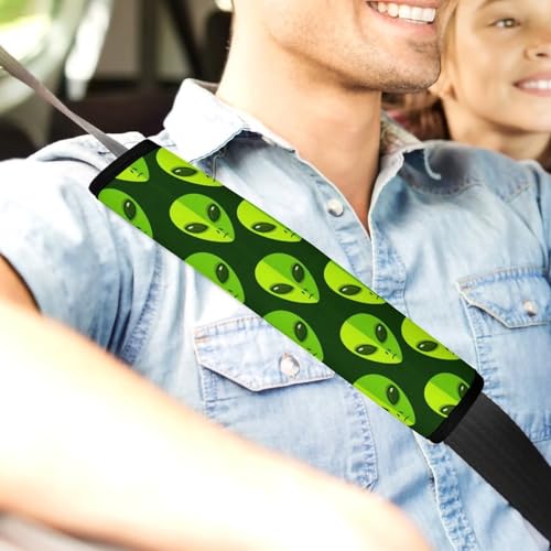 2PCS Space Alien Faces Car Seat Straps Shoulder Pads Universal Soft and Comfortable Seat Belt Covers Cushion for Child, All Vehicles, Shock Absorption - color: Pattern 412