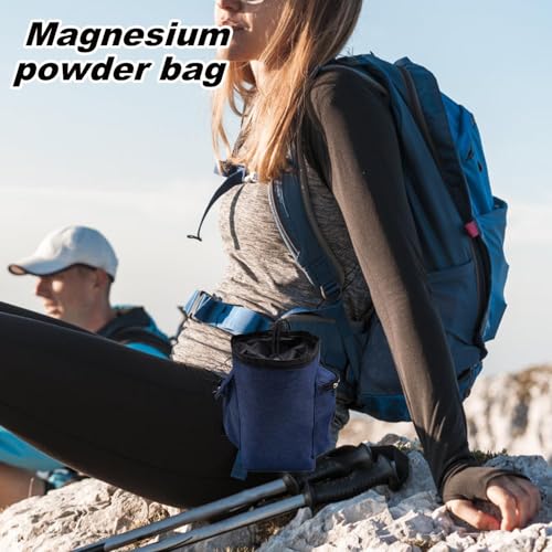 Rock Climbing Chalk Bag Adjustable Belt, Drawstring Closure | Chalk Organizer for Rock Climbing, Bouldering, Weightlifting, Gymnastics, Adults Women Men - color: Navy Blue