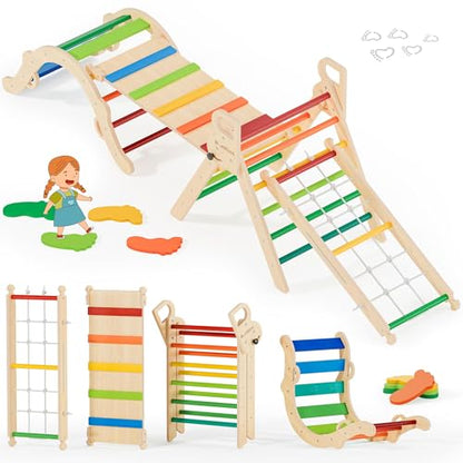 10-in-1 Pikler Triangle Set, Climbing Toys for Kids Neon Aurora - color: Neon Aurora