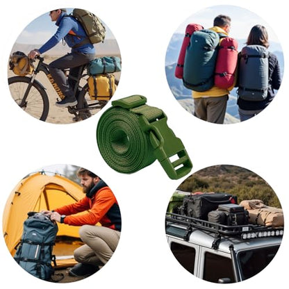 XTACER 1 Inch Molle Backpack Accessory Strap Luggage Straps Cover Strap Sleeping Bag Strap with Buckle (Green, 40) - color: GREEN, size: 40 Inches