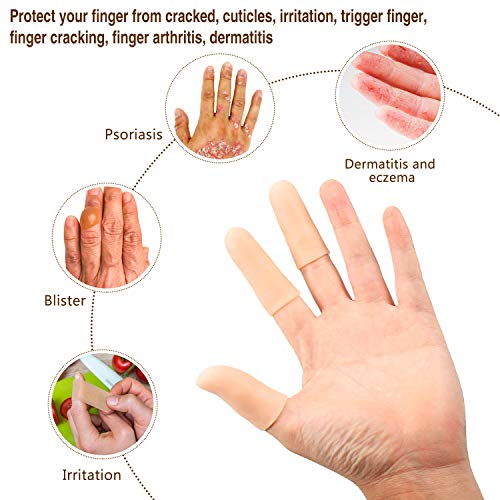 Frienda 30 Pieces Gel Finger Protector Cots Silicone Cover Cap Sleeves for Finger Cracking Trigger Support(Apricot) - color: Apricot