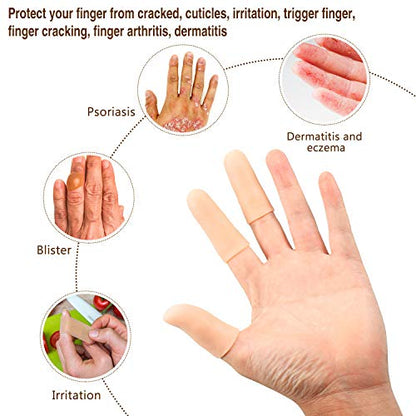 Frienda 30 Pieces Gel Finger Protector Cots Silicone Cover Cap Sleeves for Finger Cracking Trigger Support(Apricot) - color: Apricot