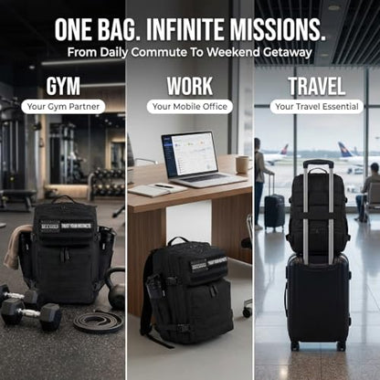 WOLFpak 35L Athletic Gym Backpack - Durable 1000D Waterproof Oxford Material with MOLLE Webbing, Laptop Pocket - color: Nightshade Edition