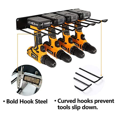 UU-Major Power Tool Organizer with Charging Station,Drill Holder Wall Mount,Garage Storage Shelves for Organization and Storage,Heavy Duty Pegboard Wall Organizer Set Solid Metal Black 2 Pack 4 Set… - style: 2shelf+2rack