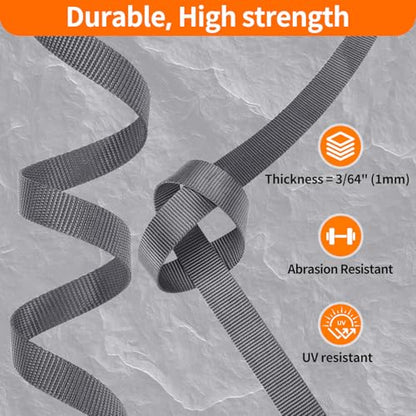 BEYOURD 1 inch Buckles and Strap Set: 10 Yards Polyester Webbing Strapping, 6 Pack Dual Adjustable Side Release Plastic Buckles, 12 PCS Tri-Glide Slider Clips for Backpack Repair, Gray - color: Medium Gray