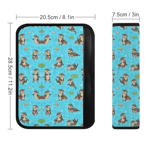 2 Pack Universal Soft and Comfortable Car Seat Straps Shoulder Pads for Kids, All Vehicles, Cute Otter Family in Water Light Blue Neck Strap Covers, Neck and Shoulder Support - color: Pattern 887