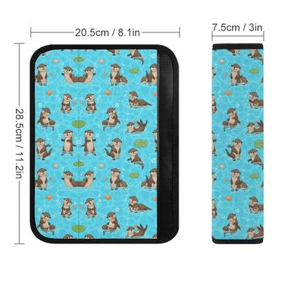 2 Pack Universal Soft and Comfortable Car Seat Straps Shoulder Pads for Kids, All Vehicles, Cute Otter Family in Water Light Blue Neck Strap Covers, Neck and Shoulder Support - color: Pattern 887