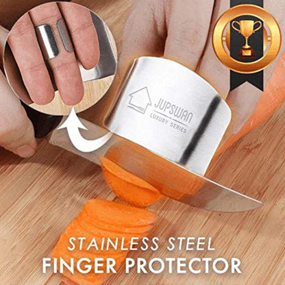 Jupswan Finger Guards for Cutting Kitchen Tool Stainless Steel Finger Guard Finger Protector Avoid Hurting When Slicing and Dicing 2 Pack - color: Silver