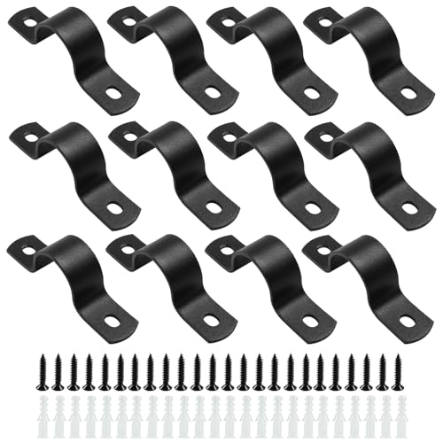 12Pcs Two Holes Pipe Strap 1" U Bracket Clamps | Heavy Duty, Rigid Strap Clip, For Pipe Fixing Supporting Decorating