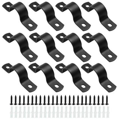 12Pcs Two Holes Pipe Strap 1" U Bracket Clamps | Heavy Duty, Rigid Strap Clip, For Pipe Fixing Supporting Decorating