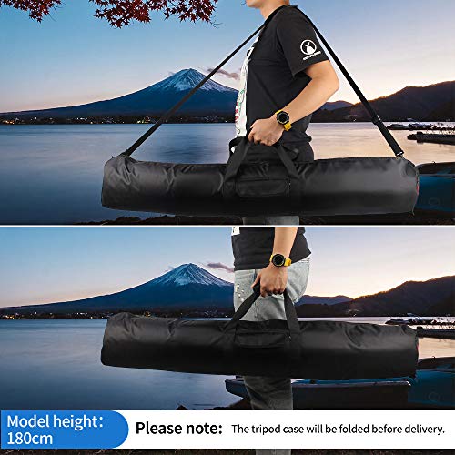 HEMMOTOP Tripod Carrying Case, 39x7in All Sides Thick Padded Tripod Bag with Shoulder Strap and Handle, Heavy Duty Light Stand Bag with Two Zippered Pockets for Pool Cue, Speaker Stand -R10018 - size: 39" L x 7" D