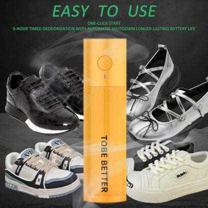Shoe Deodorizer Rechargeable Ozone Tech Eliminates Odors in All Footwear, Auto Shut-Off Durable Freshener - color: Yellow