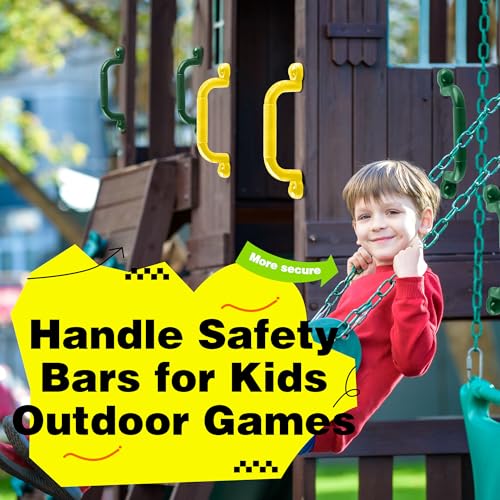 4 Pack Kids Playground Safety Handles Plastic Swingset Handle Grab Handles Swing Set Accessories for Child Treehouse Playset Climbing Frame, 2 Colors (Color Set 1)