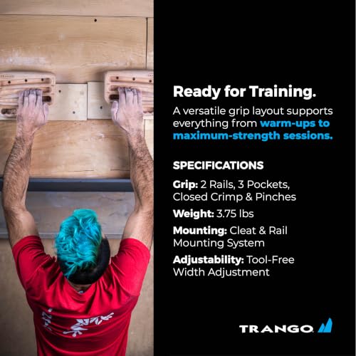 TRANGO Rock Prodigy Hangboard - Finger Training Board for Rock Climbing, Build Finger Strength, Home Training Board, Natural - Beech Wood, Pivot, Forge, Training Center - style: Natural