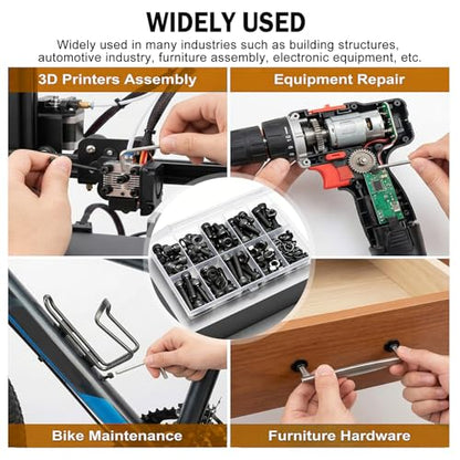 mankk 204PCS M6 Screws Kit M6 x 8/10/12/16/20/25/30/35mm Hex Socket Head Cap Bolts Nuts & Washers Assortment Kit 12.9 Grade Alloy Steel Machine Screws - size: M6, style: Hex Socket Cap