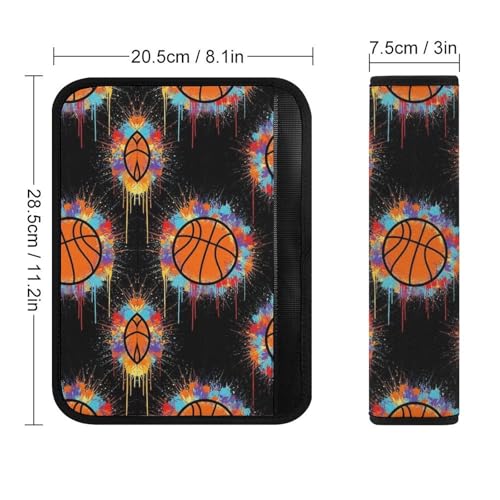 1 Pair Universal Soft and Comfortable Seat Belt Shoulder Pad for Kids, Stroller Pushchair High Chair, Black Basketball Paint Shoulder Protector, Anti-Slip Pad - color: Pattern 243