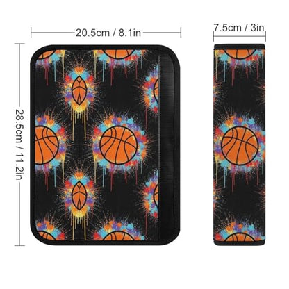 1 Pair Universal Soft and Comfortable Seat Belt Shoulder Pad for Kids, Stroller Pushchair High Chair, Black Basketball Paint Shoulder Protector, Anti-Slip Pad - color: Pattern 243