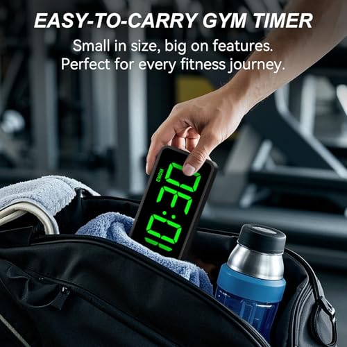 Acedeck Portable Gym Timer Clock: Fitness Digital Clock with Strong Magnet - Remote Control for Fitness Enthusiasts - Powerful Battery for Home Gym Garage Boxing - color: Green+black