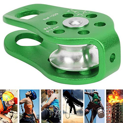 20KN Outdoor Climbing Pulley, Aluminum Side Swing Pulley, Climbing Pulley for Climbing Aloft Work Rappelling Rescue - size: Green