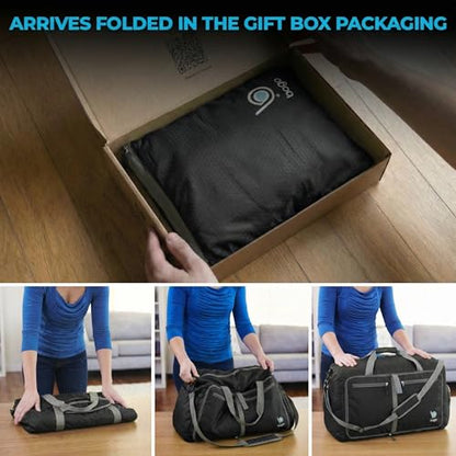 Bago 80L Travel Duffle Bag - Foldable Weekender Bag For Women & Men - Lightweight tier-resistant waterproof Shoe Pocket (Black) - color: Black, size: 80L