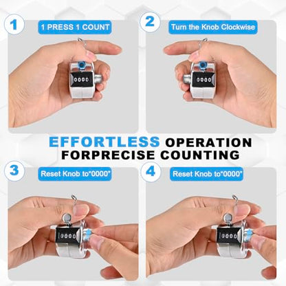 Metal Tally Counter Clicker Counter Handheld Pitch Counter, Manual Mechanical 4-Digit Number Click Counter, One Hand Counter Clicker Digital Counting for Coaching Knitting People Lap Fishing Golf&Row - color: 1PC