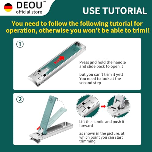 DEOU Folding Ultra-Thin Nail Clippers, Anti-Splash Mini Stainless Steel Manicure Tool, take with You When Traveling, own Nail File, Men's and Women's Gifts (Portable Nail Clippers + Leather case) - color: Portable Nail Clippers + Leather Case