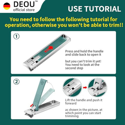 DEOU Folding Ultra-Thin Nail Clippers, Newly Upgraded Anti-Splash mini Stainless Steel Manicure Tool, take with You When Traveling, own Nail File, Men's and Women's Gifts (Nail Clippers + Gift Box) - color: Portable Nail Clippers