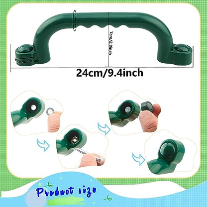 4 Pieces Kids Playground Safety Handles Playground Grab Handle Bars Playground Accessories Equipment for Kids Outdoor Playset Backyard Playhouse Tree House Jungle Gym (Green) - color: Green