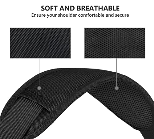 Ytonet Shoulder Strap, 52" Universal Adjustable Padded Laptop Shoulder Strap Replacement Comfortable Belt with Metal Hooks for Laptop Messenger Crossbody Bag Luggage Duffel Camera, Black