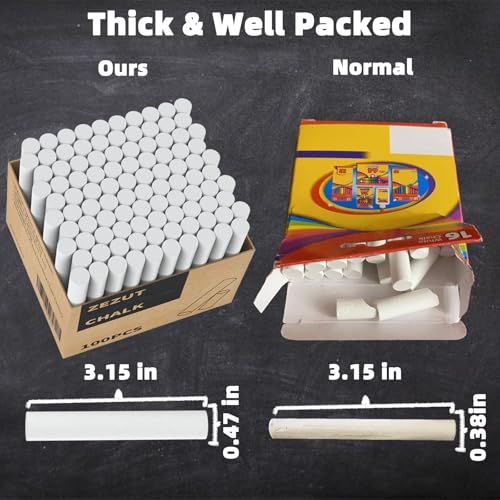 White Chalk 100PCS, Low Dust Chalks Stick Bulk for Chalkboard Blackboard Non-Toxic - color: White