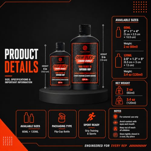 Mess-Free Liquid Chalk for Weightlifting & Gym Workouts - style: 2oz