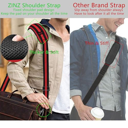 ZINZ 79 inch Shoulder Strap, Extra-thick Fixed Cushion Pad and Dual Clasps Universal Replacement Strap with Metal Swivel Hooks for Laptop Bags, Luggage Bags, Camera, Crossbody(Stripes-BkRBk) - color: Stripes-bkrbk